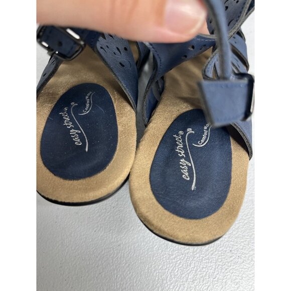 Easy Street Navy Blue Comfort Heeled Sandals Size 9M - Picture 6 of 10